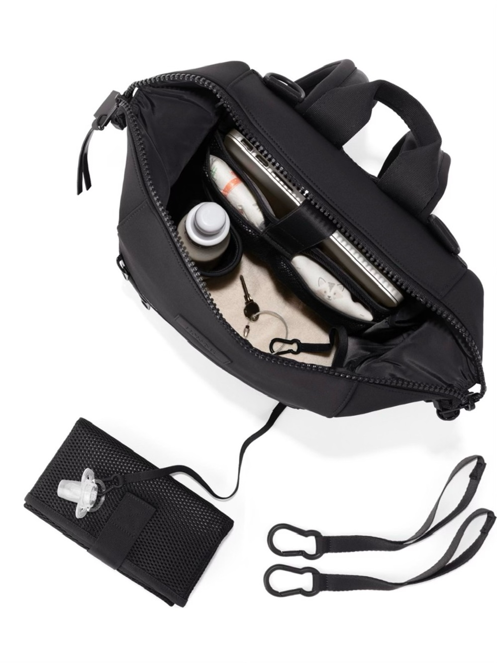 Dagne Dover Indi Neoprene Stretch Large Black Diaper Travel Work Backpack Bag - Picture 3 of 13